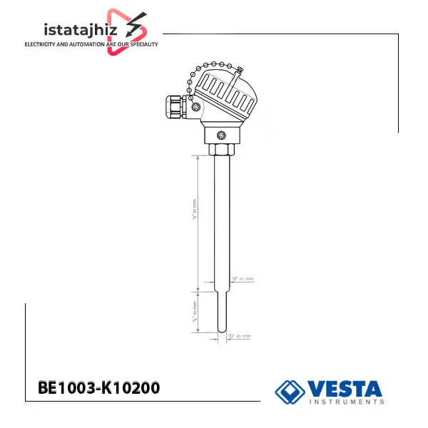 ترموکوپل هد دار وستا تیپ K مدل BE1003-K10200 2 ترموکوپل هد دار وستا تیپ K مدل BE1003-K10200