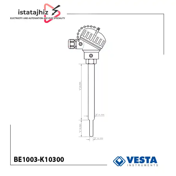 ترموکوپل هد دار وستا تیپ K مدل BE1003-K10300 2 ترموکوپل هد دار وستا تیپ K مدل BE1003-K10300