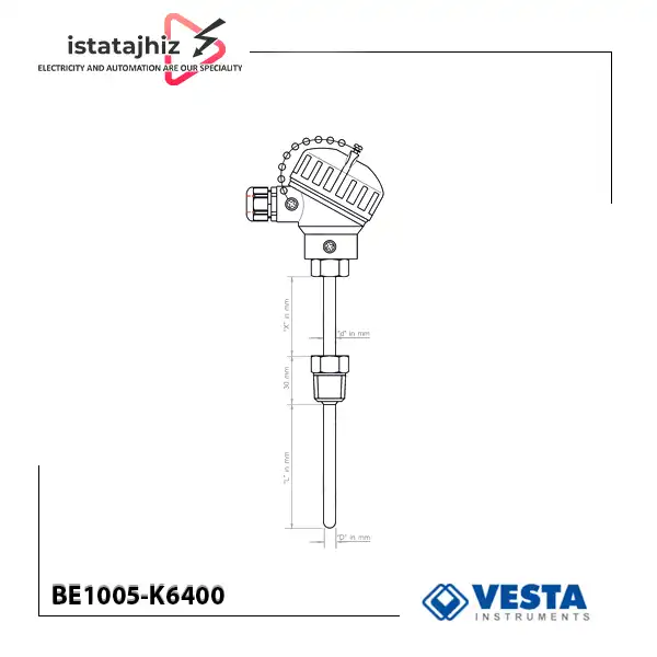 ترموکوپل هددار وستا BE1005‑K6400 تیپ K 2 ترموکوپل هددار وستا BE1005‑K6400 تیپ K