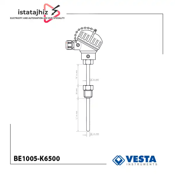 ترموکوپل هددار وستا BE1005‑K6500 تیپ K 2 ترموکوپل هددار وستا BE1005‑K6500 تیپ K