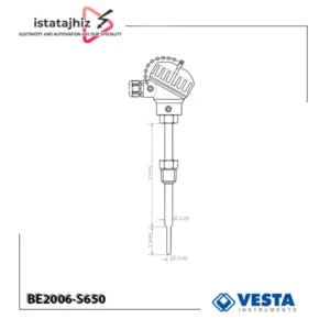 سنسور دمای هددار PT100 وستا مدل BE2006-S650
