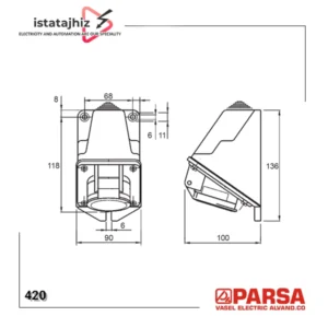 پریز صنعتی 32 آمپر 4 پین