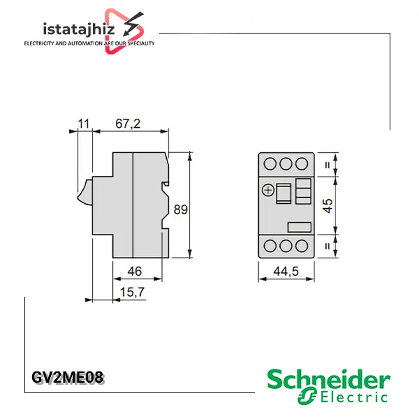 کلید حرارتی اشنایدر مدل GV2ME08 4 خرید کلید حرارتی GV2ME08 اشنایدر