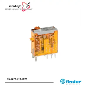 رله شیشهای فیندر 12VDC مدل FINDER 46.52.9.012.0074 | رله 8 پایه 8 آمپر