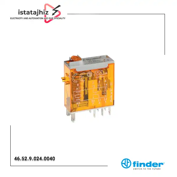 رله شیشهای فیندر 24VDC مدل 46.52.9.024.0040 1 رله شیشهای فیندر 24VDC مدل FINDER 46.52.9.024.0040