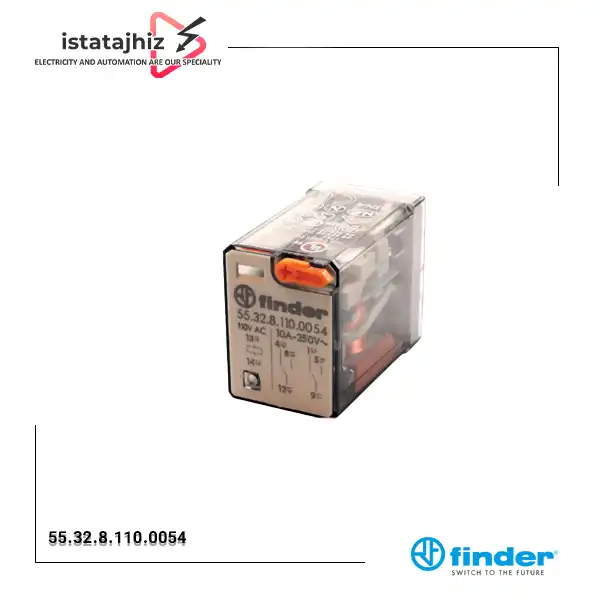 رله فیندر دو کنتاکت 110VAC 10A مدل 55.32.8.110.0054