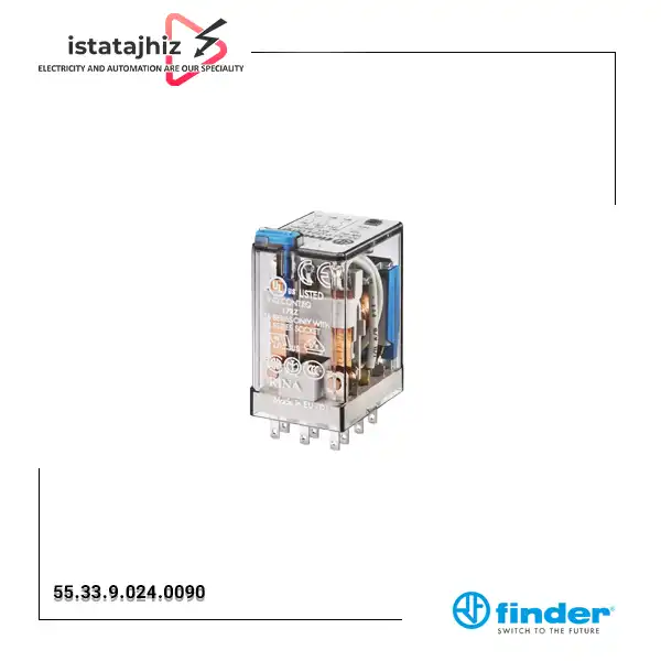 رله شیشه ای 8 پایه 3 کنتاکت 24 ولت DC فیندر مدل Finder 55.33.9.024.0090