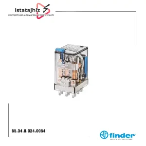 رله شیشه‌ای 4 کنتاکت فیندر 24V AC هفت آمپر 14 پایه مدل Finder 55.34.8.024.0054
