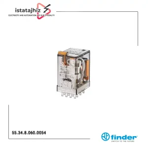 رله شیشه ای 8 پایه 4 کنتاکت 60 ولت AC فیندر کد 55.34.8.060.0054