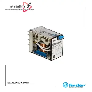رله شیشه‌ای 24 ولت DC فیندر 4 کنتاکت 7 آمپر مدل 55.34.9.024.0040
