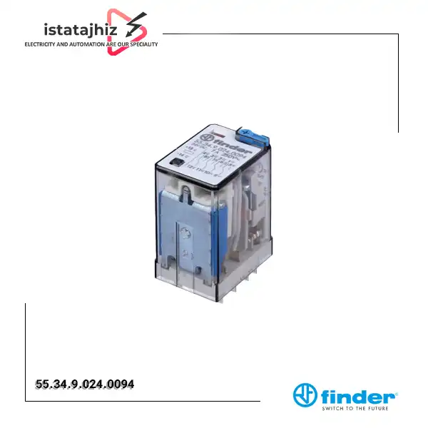 رله شیشهای ۴ کنتاکت فیندر 55.34.9.024.0094 2 رله فیندر (Finder) مدل 55.34.9.024.0094