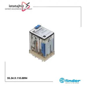 رله شیشه ای 4 کنتاکت فیندر پایه سوکتی 7 آمپر 14 پایه FINDER 55.34.9.110.0094