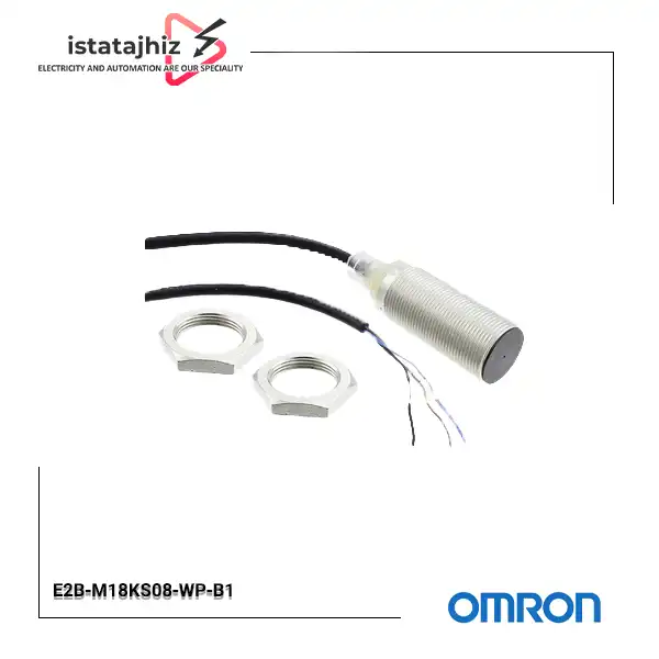 سنسور القایی امرن E2B‑M18KS08‑WP‑B1 2M | مشخصات فنی، قیمت و خرید | سنسور قطر 18 کابلی PNP
