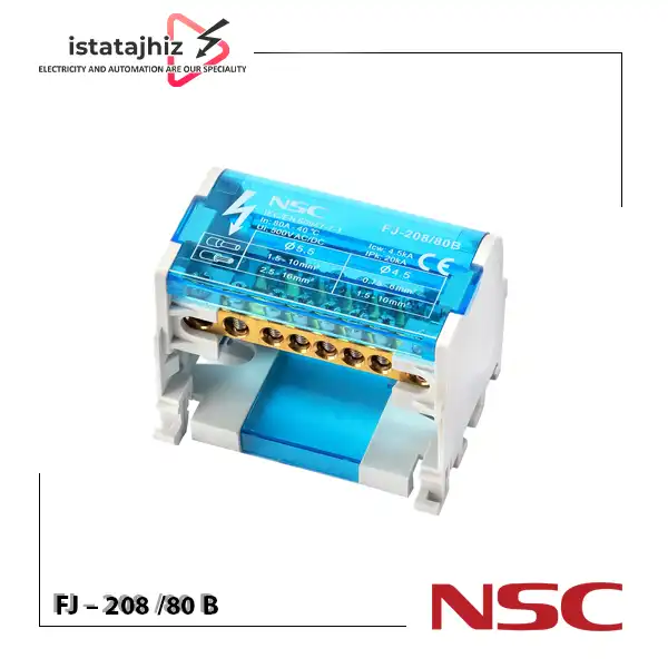 ترمینال توزیع FJ208/80 B دو پل تک فاز 1 ترمینال توزیع FJ208/80 B | ترمینال توزیع 80 آمپر 500 ولت