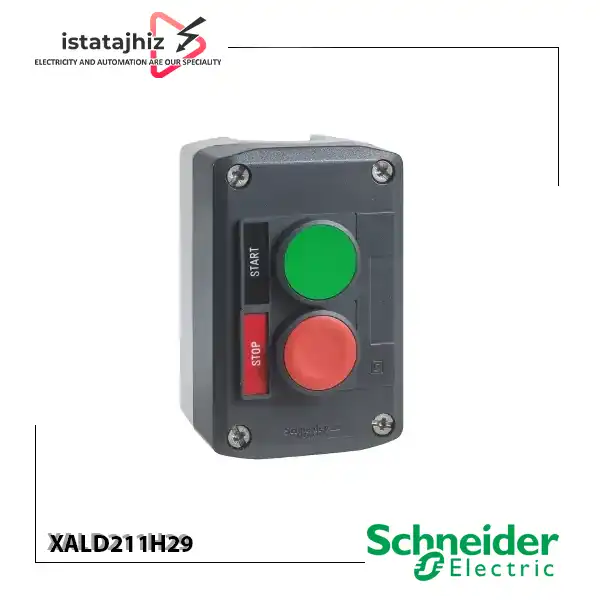 جعبه شستی دو دکمه اشنایدر XALD211H29 1 جعبه فرمان اشنایدر XALD211H29 جعبه شستی استارت استوپ