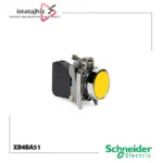 شستی فشاری زرد اشنایدر الکتریک XB4BA51 با قطر نصب 22 میلی‌متر، برگشت فنری و کنتاکت 1NO