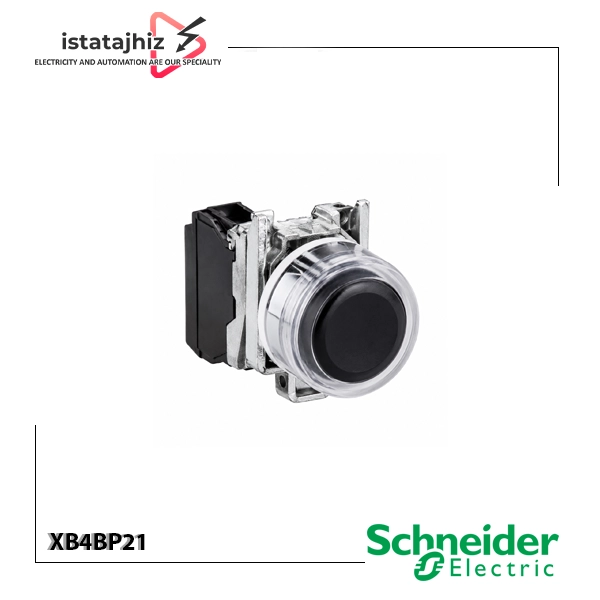 شاسی فشاری اشنایدر XB4BP21 1 شستی فشاری مشکی اشنایدر الکتریک Schneider Electric Harmony XB4BP21 با کنتاکت 1NO و عملکرد فنری