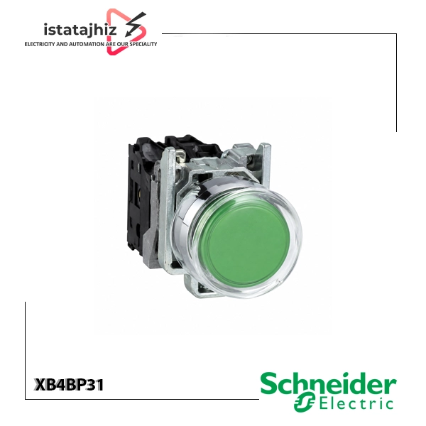شاسی فشاری اشنایدر XB4BP31 1 شستی فشاری سبز اشنایدر الکتریک Schneider Electric Harmony XB4BP31 با کنتاکت 1NO و عملکرد فنری