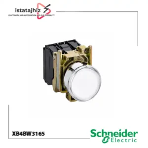 شستی چراغ‌دار سفید اشنایدر الکتریک XB4BW3165 با قطر نصب 22 میلی‌متر و کنتاکت 1NO+1NC