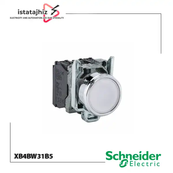 شاستی چراغ دار سفید اشنایدر XB4BW31B5 1 شستی چراغ دار سفید اشنایدر الکتریک XB4BW31B5 سری Harmony XB4 با LED داخلی 24 ولت و کنتاکت 1NO+1NC