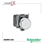 شستی چراغ‌ دار سفید اشنایدر الکتریک XB4BW31M5 با LED داخلی و کنتاکت 1NO+1NC