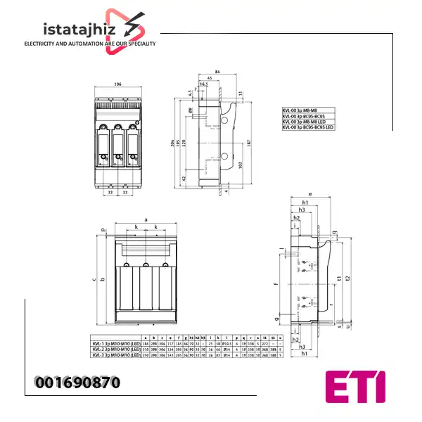 کلید فیوز 160 آمپر ETI 2 کلید فیوز 160 آمپر ETI - تصویر 2