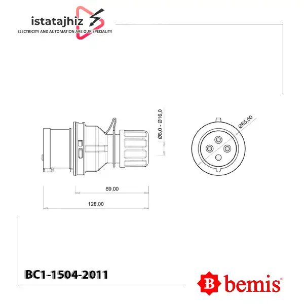 پلاگ 16 آمپر سه فاز بمیس BC1-1504-2011 2 پلاگ 16 آمپر سه فاز بمیس BC1-1504-2011