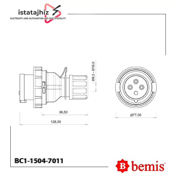 پلاگ صنعتی چهار شاخه بمیس BC1-1504-7011 2 پلاگ صنعتی 16 آمپر چهار شاخه بمیس BC1-1504-7011