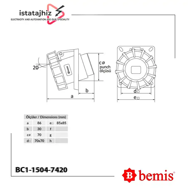 سوکت تابلویی توکار بمیس BC1-1403-7420 2 سوکت تابلویی توکار بمیس BC1-1403-7420