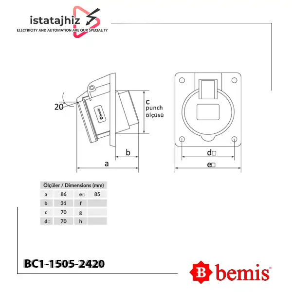 سوکت تابلویی توکار بمیس BC1-1505-2420 2 سوکت تابلویی توکار بمیس BC1-1505-2420