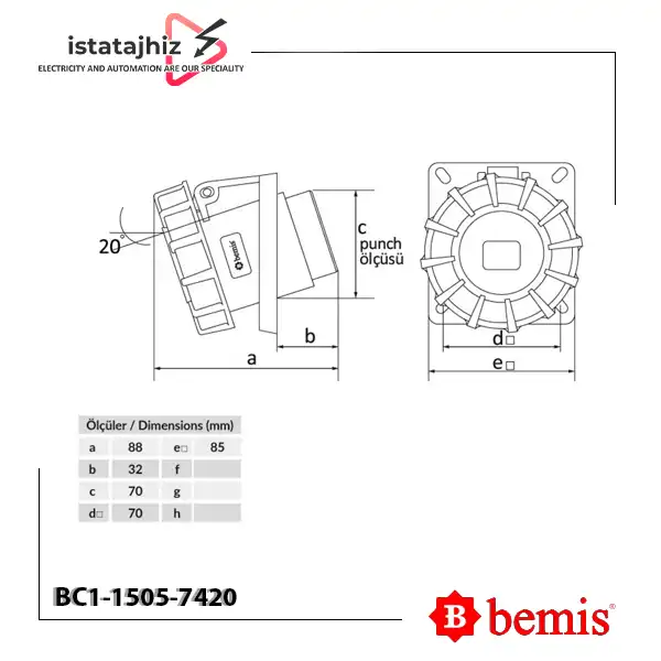 سوکت تابلویی توکار بمیس BC1-1505-7420 2 سوکت تابلویی توکار بمیس BC1-1505-7420