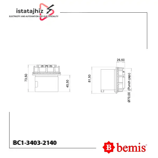 نری معکوس تابلویی گرد BC1-3403-2140 Bemis 2 نری معکوس تابلویی گرد BC1-3403-2140 Bemis