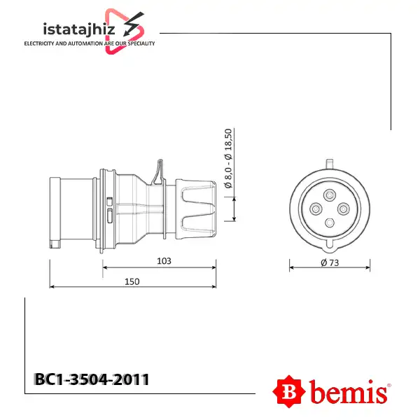 پلاگ صنعتی سه فاز بمیس BC1-3504-2011 2 پلاگ صنعتی سه فاز بمیس BC1-3504-2011