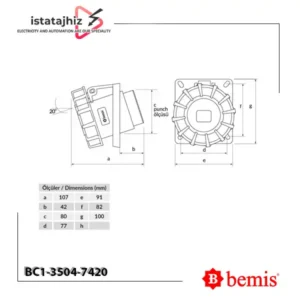 سوکت تابلویی توکار سه فاز چهار شاخه بمیس BC1-3504-7420