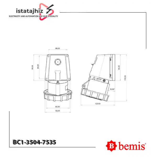 مادگی دیواری 32 آمپر سه فاز BC1-3504-7535 2 مادگی دیواری 32 آمپر سه فاز BC1-3504-7535