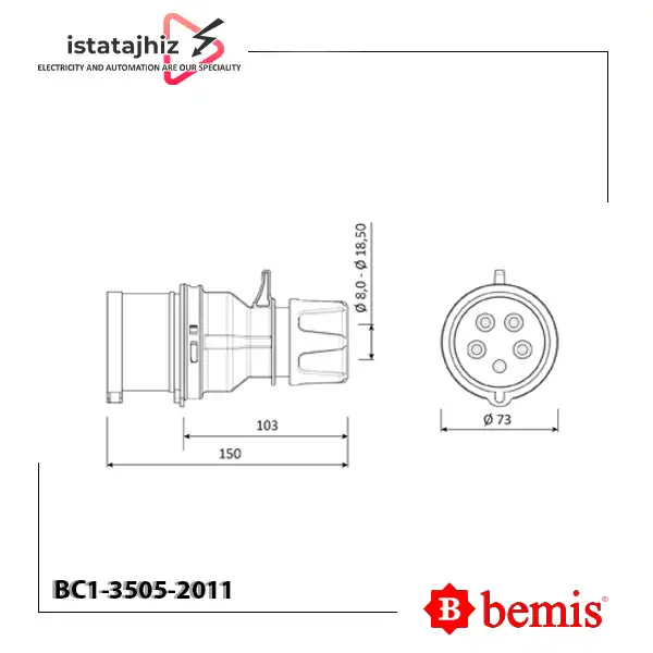 پلاگ صنعتی سه فاز بمیس BC1-3505-2011 2 پلاگ صنعتی سه فاز بمیس BC1-3505-2011