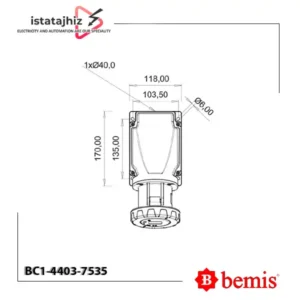 سوکت روکار 90 درجه بمیس BC1-4504-7535