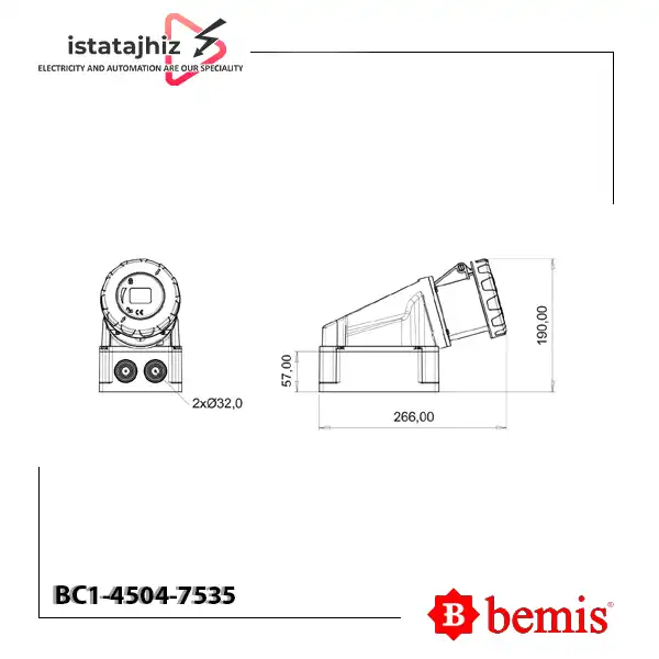 سوکت روکار 90 درجه Bemis BC1-4403-7535 2 سوکت روکار 90 درجه Bemis BC1-4403-7535