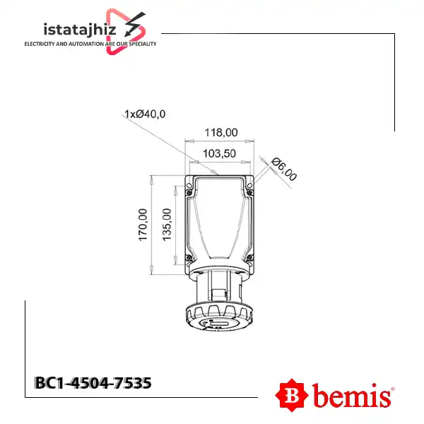 سوکت روکار 90 درجه Bemis BC1-4403-7535 3 سوکت روکار 90 درجه Bemis BC1-4403-7535