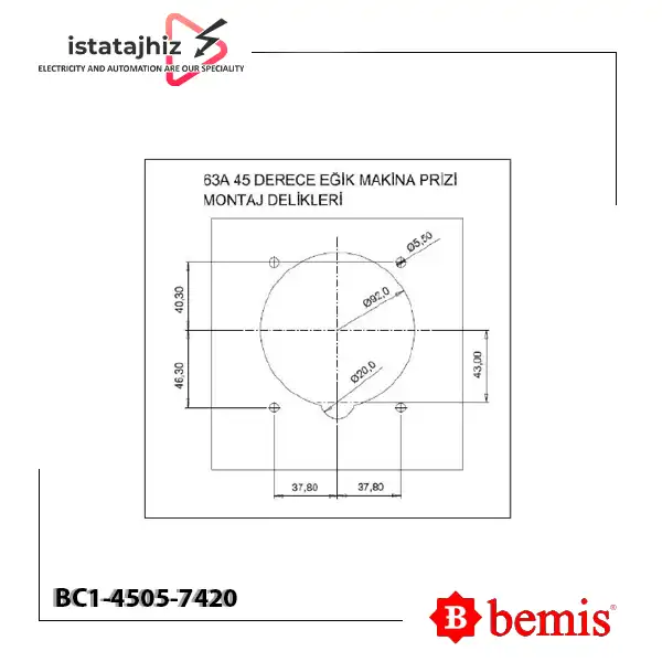 سوکت تابلویی توکار 45 درجه بمیس BC1-4505-7420 3 سوکت تابلویی توکار 45 درجه بمیس BC1-4505-7420