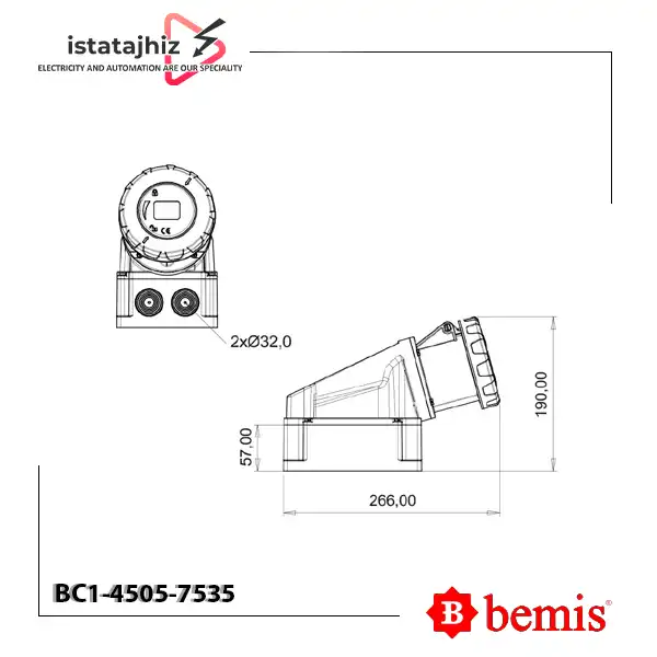 سوکت روکار 90 درجه BC1-4505-7535 Bemis 2 سوکت روکار 90 درجه BC1-4505-7535 Bemis