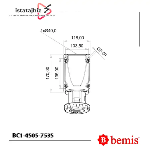 سوکت روکار 90 درجه BC1-4505-7535 Bemis 3 سوکت روکار 90 درجه BC1-4505-7535 Bemis