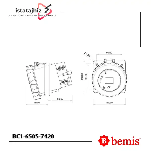 سوکت تابلویی توکار 45 درجه بمیس BC1-6505-7420 2 سوکت تابلویی توکار 45 درجه بمیس BC1-6505-7420