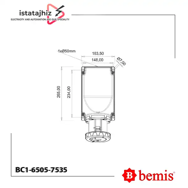 سوکت روکار 90 درجه Bemis BC1-6505-7535 3 سوکت روکار 90 درجه Bemis BC1-6505-7535