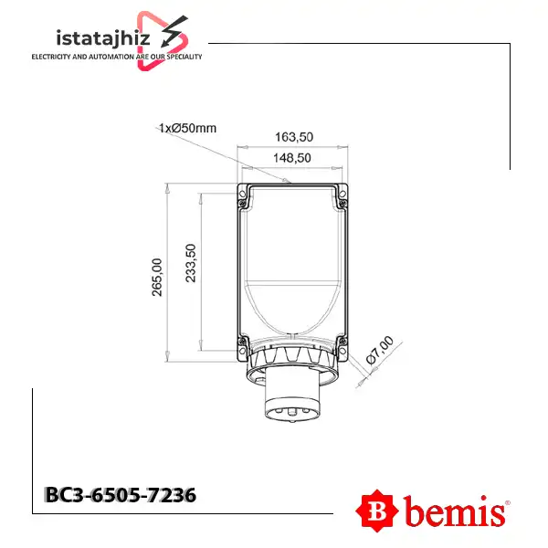 پلاگ دیواری با پایلوت پین بمیس BC3-6505-7236 4 پلاگ دیواری با پایلوت پین بمیس BC3-6505-7236