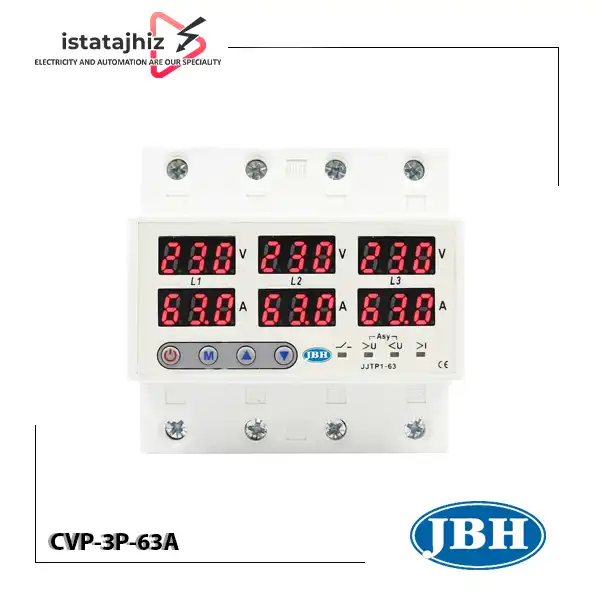 محافظ ولتاژ و جریان سه فاز 63 آمپر JBH CVP-3P-63A 1 محافظ ولتاژ و جریان سه فاز 63 آمپر JBH CVP-3P-63A
