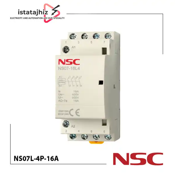 کنتاکتور روشنایی NS07L-4P-16A نیرو سامان 1 کنتاکتور روشنایی NS07L-4P-16A نیرو سامان