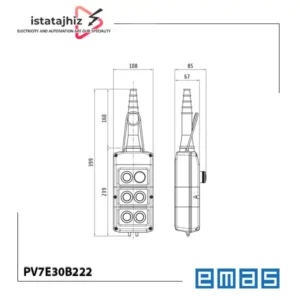 کلید جرثقیل 6 دکمه تک سرعته PV7E30B222 اماس